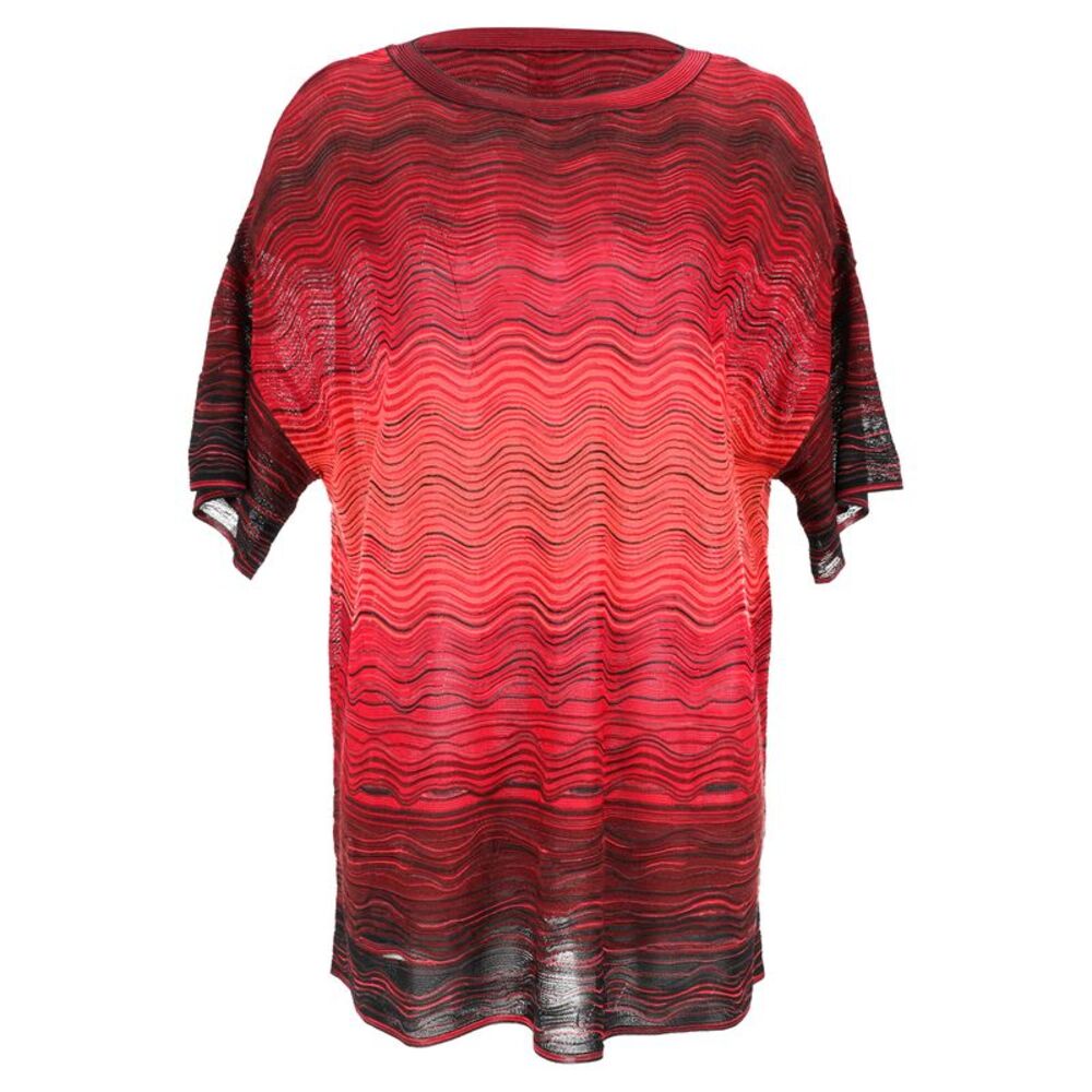 M Missoni Wave Pattern Knit Oversized Top in Red Viscose
